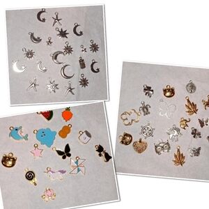 Assorted Gold Tone and Silver Tone Charms.